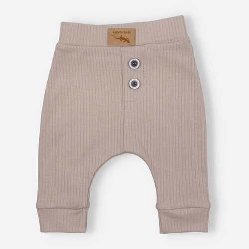 KAR-0001/KAW Spodnie z dzianiny prążkowej Lagarto Verde - beżowy