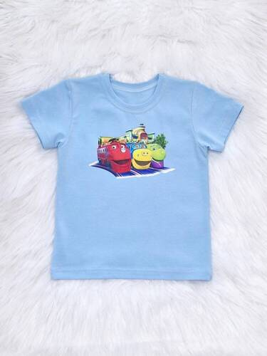 Pociągi Bambarillo Koszulka dziecięca krótki rękaw niebieski