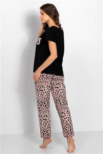 Cathy piżama damska Momenti Per Me black-pink