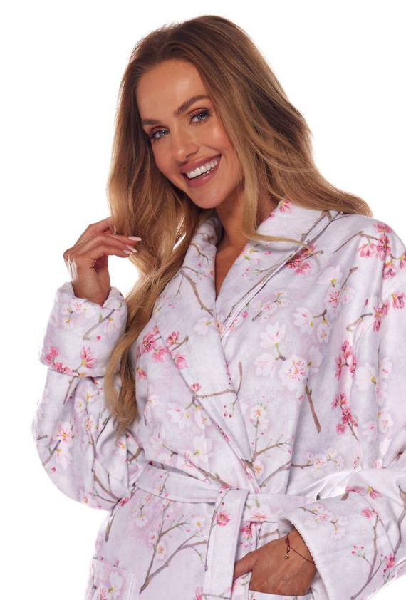 2216 Fida Długi Szlafrok Damski L&L -niebieski