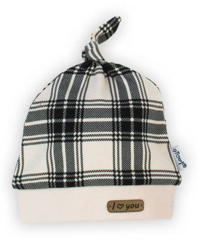 Czapeczka niemowlęca 163525 "Magia Świąt" Nicol - kratka: czarny, beżowy