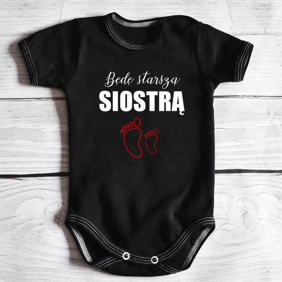 Body krótki rękaw "Będę starszą siostrą " Moocha białe