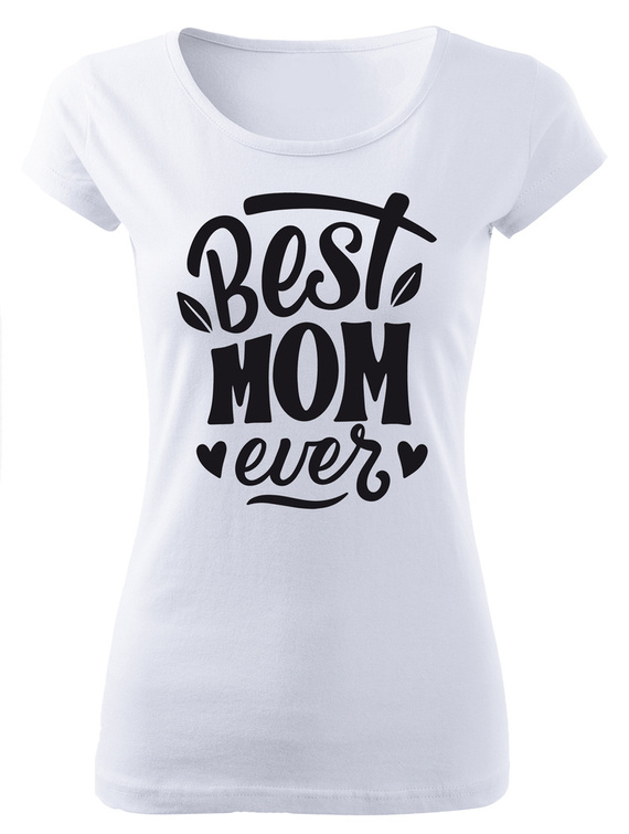 "Best mom ever" koszulka damska Dzień Mamy Moocha biały 