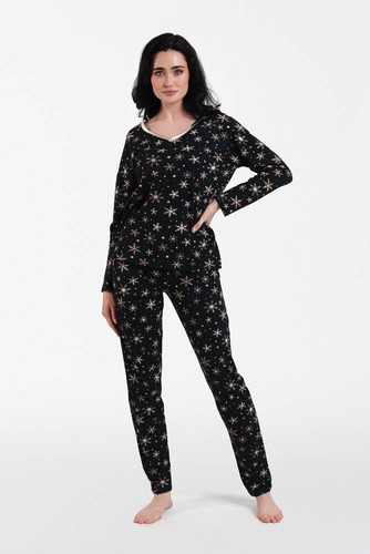 Laponia Piżama Damska długi rękaw, długie spodnie Italian Fashion - druk