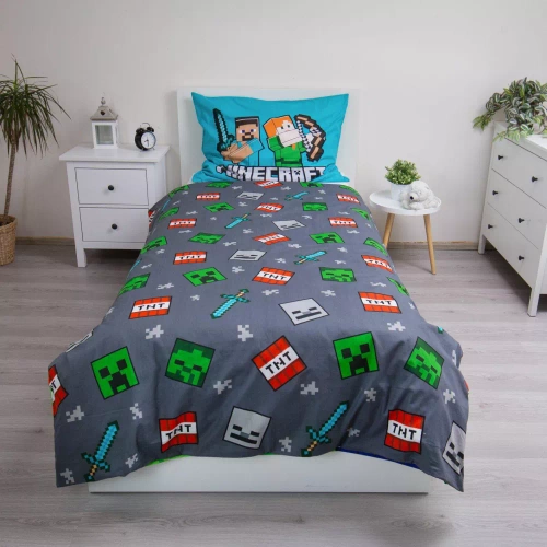 Minecraft „We Got This” Pościel bawełniana Jerry Fabrics – 140x200 cm, 100% bawełna, dwustronna
