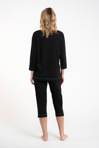 Olza Piżama Damska 3/4 rękaw, 3/4 spodnie Italian Fashion - czarny