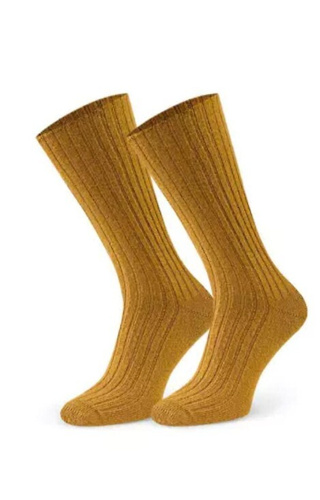Art.185 Skarpety Steven 011 musztardowe   – damskie wełna jagnięca prążkowane, zimowe