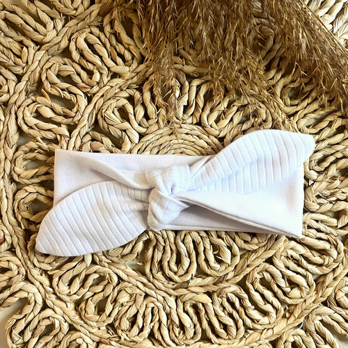 OK084 Prążek Mamatti Opaska dziecięca - biały