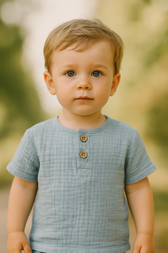 BL55108 Mamatti Bluzka chłopięca muślinowa - niebieski
