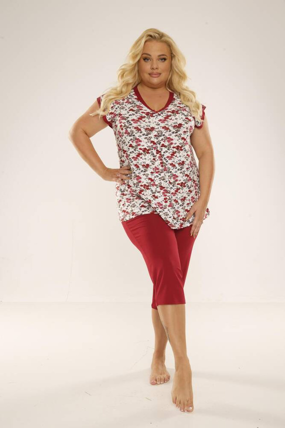 489/491 Mia Piżama Damska Plus Size Forex - czerwony