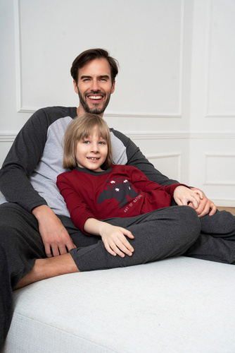 Morten Italian Fashion Piżama dziecięca bordowy/c.melanż