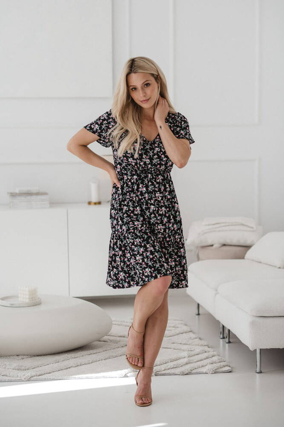 Lovely Dress Milk&Love sukienka ciążowa i do karmienia granat w różyczki