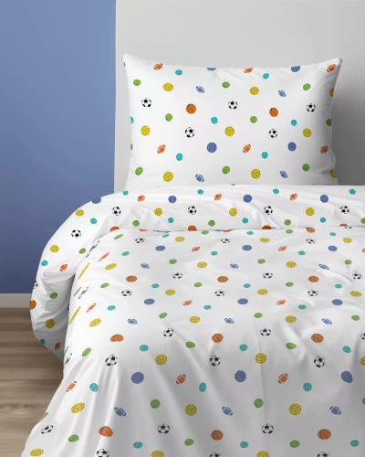 5442 A Sportowy Sen Pościel dziecięca bawełniana Detexpol biały