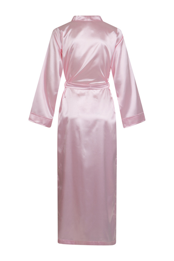 Eunika Szlafrok damski satynowy długi ByShelly - jasny róż