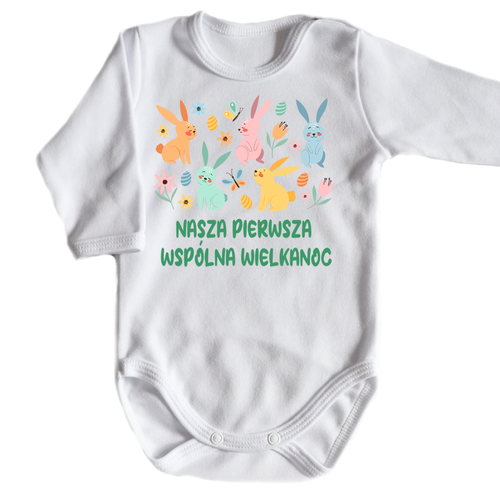 "Nasza pierwsza wspólna WIelkanoc" Moocha body długi rękaw biały
