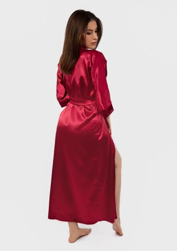 Podomka 130 Satynowy Szlafrok Damski DKaren - bordowy