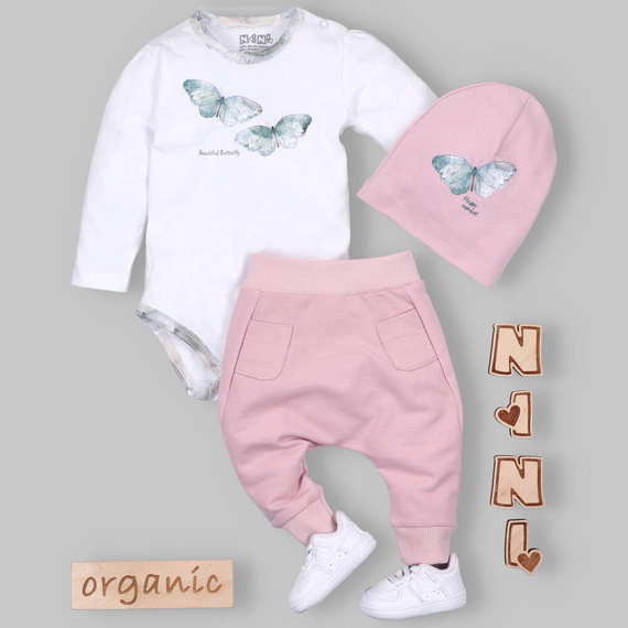 Butterflies Spodnie dresowe z bawełny organicznej Nini różowy