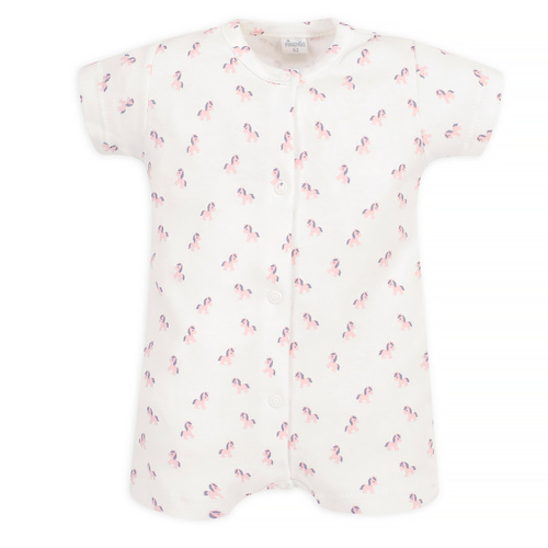 Lovely Day Pinokio Rampers niemowlęcy rozpinany - ecru koniki