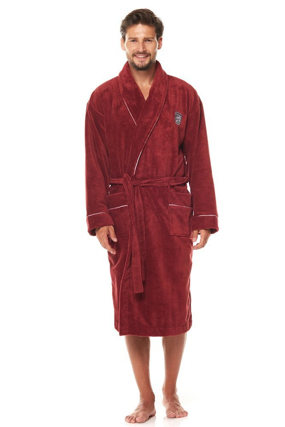 Borys Szlafrok męski wiązany w pasie L&L - granat