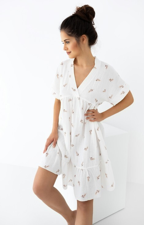 Nastia koszula nocna muślinowa Sensis - ecru