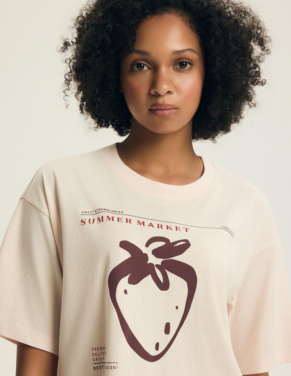 Piżama damska Henderson Evika 44474 – bawełniana, truskawki, szorty