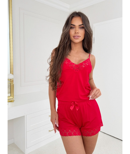 Piżama damska Niki Donna  czerwony– wiskoza, na ramiączkach, lekka i kobieca