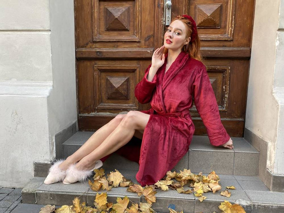 628 Abigail Długi Szlafrok damski Forex - bordo