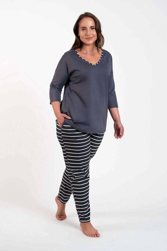 Betty Piżama Damska 3/4 rękaw, długie spodnie Italian Fashion - druk grafitowy/grafitowy