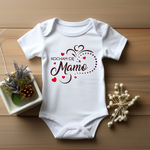 "Kocham Cię MAMO" Moocha Body krótki rękaw biały