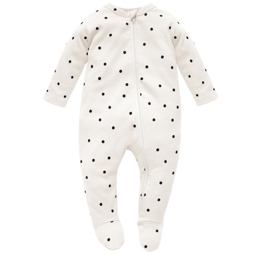 Tres Bien Pinokio Pajac niemowlęcy na zamek - ecru groszki