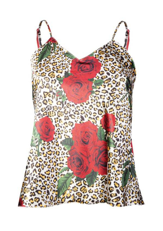 Flowers DK-TK Satynowy top damski DKaren - granat 001