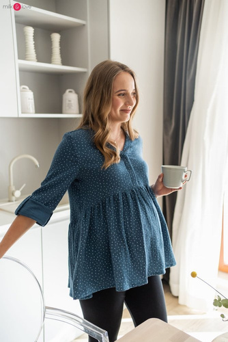 Mother Nature Milk&Love Tunika do karmienia indygo w kropki