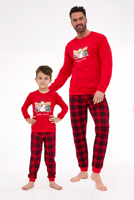 593/171 966/171 Winter Piżama chłopięca Cornette – świąteczna, czerwona, bawełna