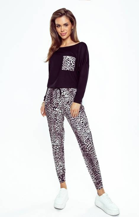 Sarina Piżama damska Eldar czarny-panterka