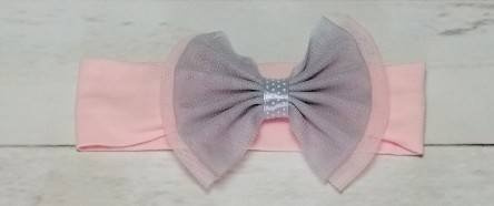 Bambarillo opaska z kokardką pudrowo-szary