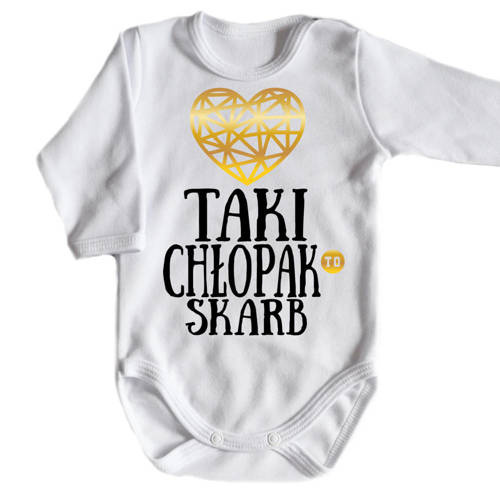 "TAKI CHŁOPAK TO SKARB" Moocha Body długi rękaw biały