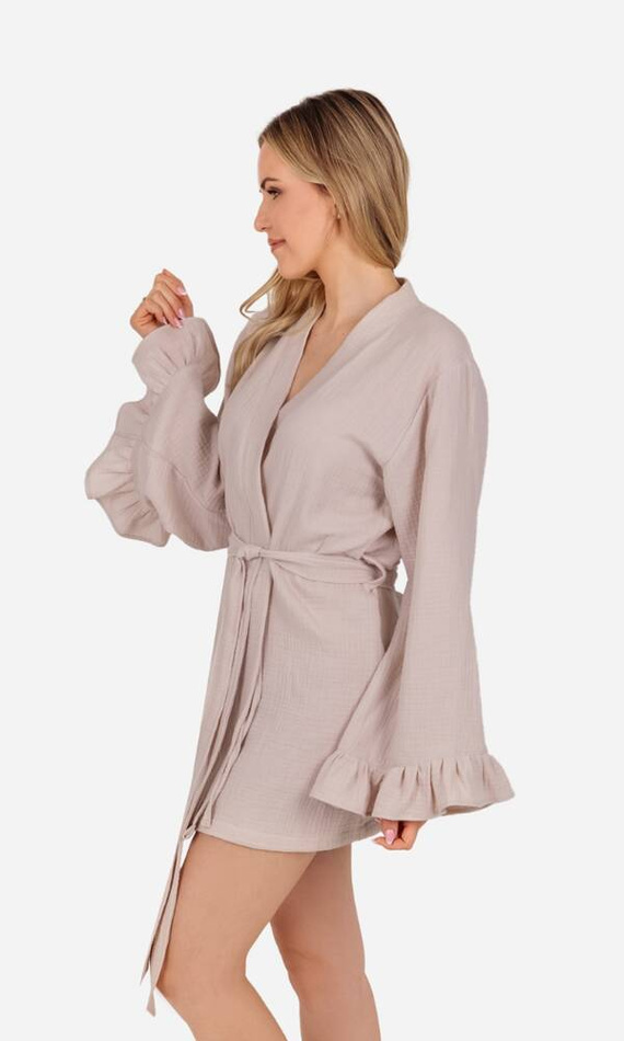 Mela Szlafrok damski muślinowy ByShelly - beżowy