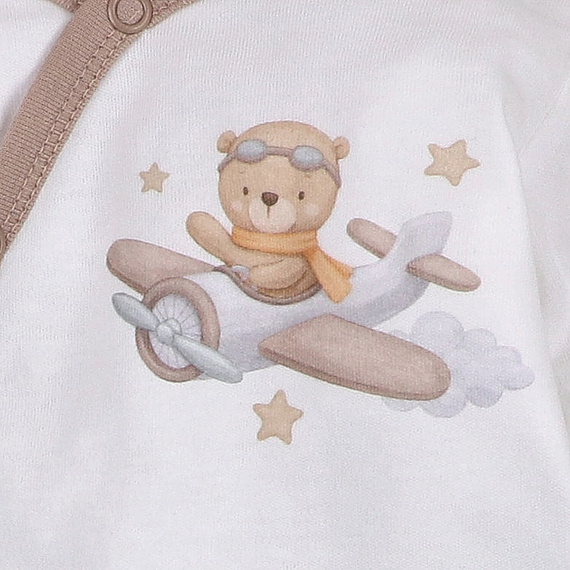 ABN-5502 Sky Journey Body kopertowe Nini ecru | Bawełna organiczna dla noworodka