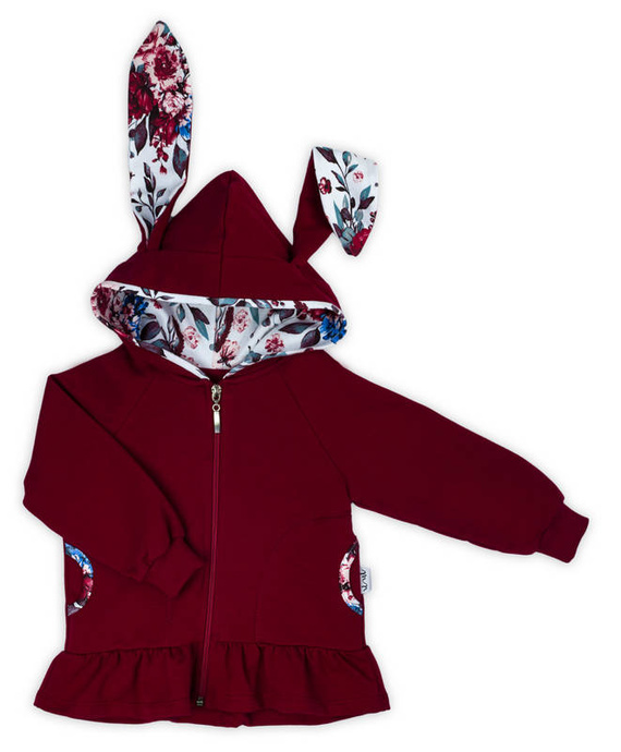 Bluza dresowa rozpinana z kapturem 180275 "Kate" Nicol - bordo