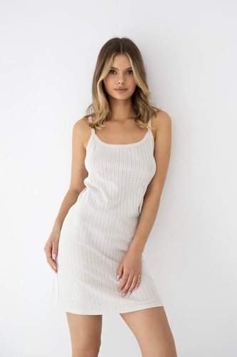 Koszula nocna Sensis Jaylani beżowa – bawełniana mini prążek