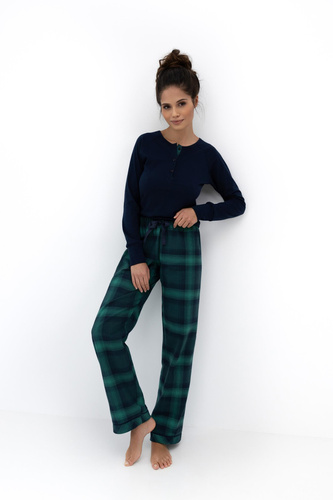 Cassandra Piżama damska Sensis – bawełniana, długa, w kratkę