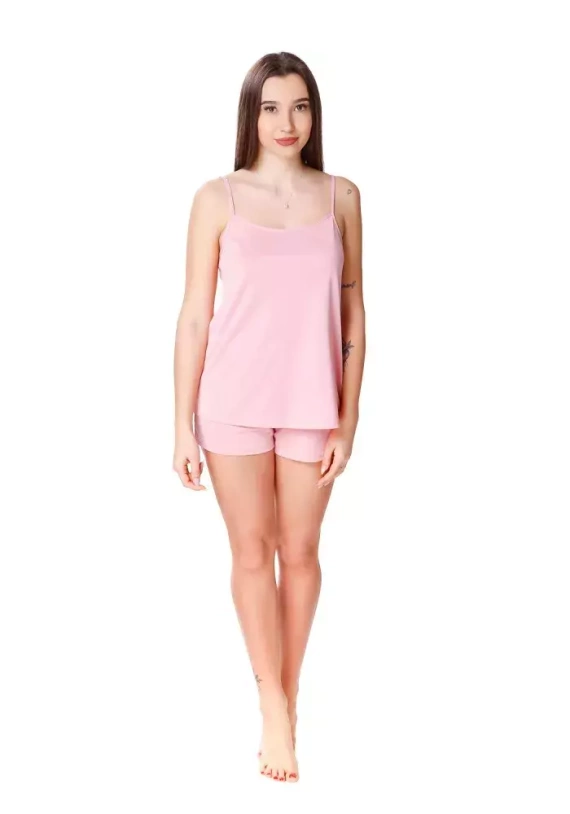 86463 Kamelia Piżama damska na ramiączkach Mewa ciemny różowy