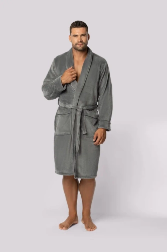 Elegant szlafrok męski Envie steel grey