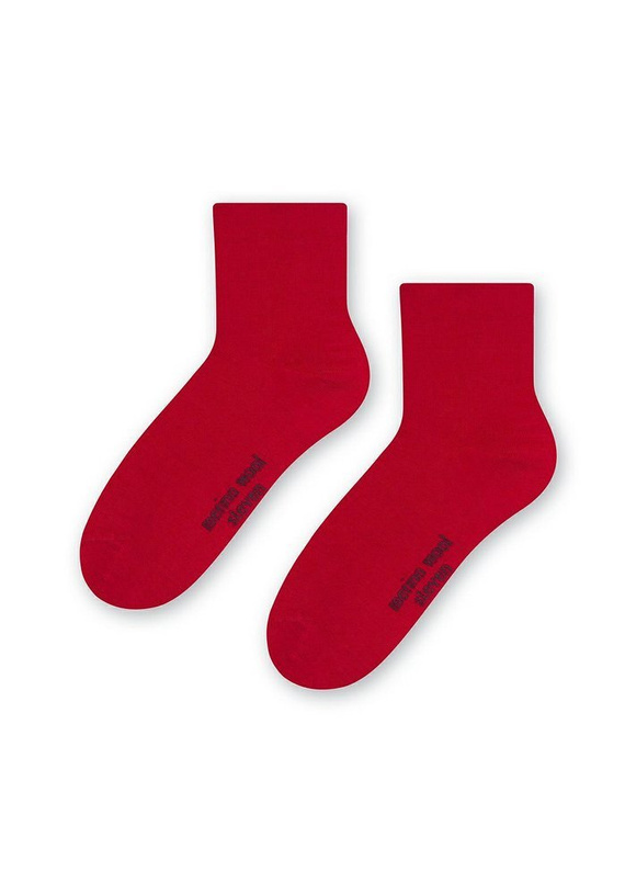 ART.130 Natural Merino Wool Skarpety damskie Steven czerwony 005