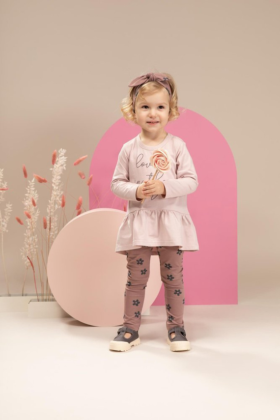 Happiness Pinokio Legginsy niemowlęce - ciemny róż/druk