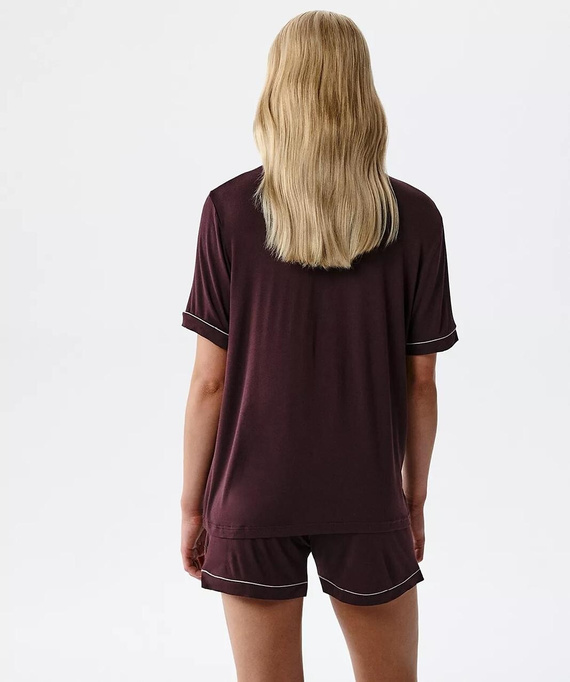 Piżama damska Atlantic NLP-496 modalowa z guzikami i szortami – komfort wino