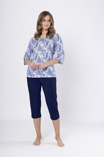 Piżama damska Ewlin 1661 Leveza jeans– bawełna, rękaw 3/4