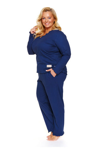 Doctor Nap 7326 – Bawełniana piżama damska plus size z falowanymi wykończeniami | 100% bawełna, polska produkcja - cosmos