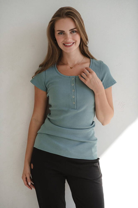 Tummy Bluzka ciążowa i do karmienia z krótkim rękawem Milk&Love patynowy