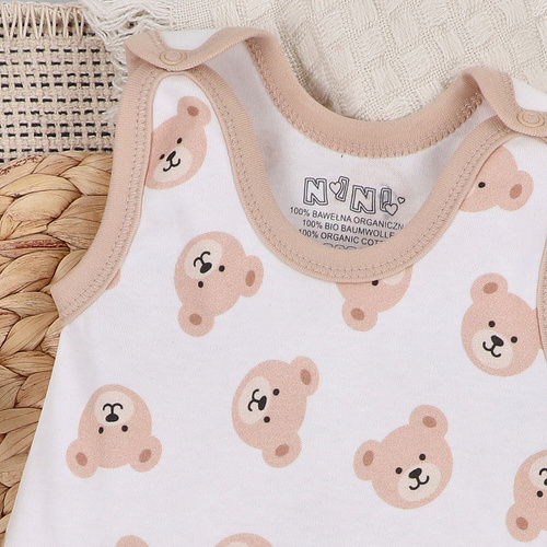 ABN-5355 Sweet Bears Śpiochy z bawełny organicznej Nini beżowy